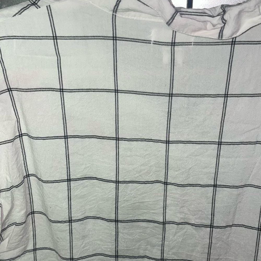 White Blouse Botton up With black stripes